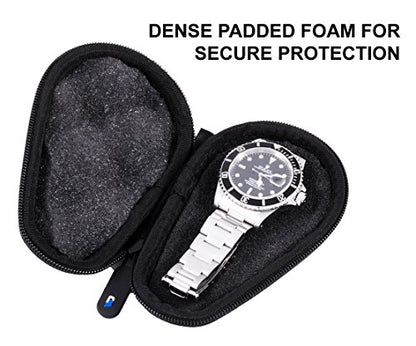 Casematix Watch Box Travel Case for Stainless Steel Metal Band Mens and Womens Watches , Up To 56mm