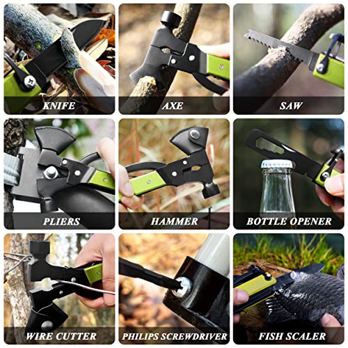 Christmas Gifts for Men Dad, RoverTac Multitool Axe for Mens Gifts, Gifts for Dad Husband Dad Boyfriend, Christmas Gifts Mens Stocking Stuffers-14 in 1 Multi Tool Axe Hatchet - color: Green