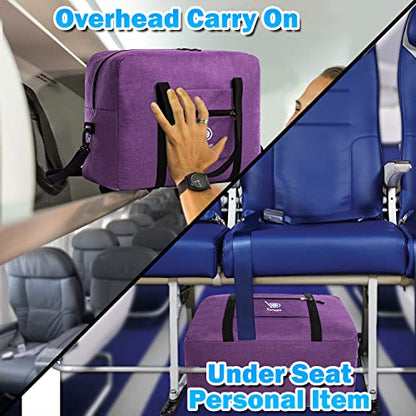 Bago Personal Item Travel Bag For Airlines - Fits As 18x14x8 inches Travel Bag Spirit & Frontier Airlines - Foldable Duffle Bag For Travel - Personal Item Bag Small Carry On Bag For Air Travel - color: SnowDepPurple
