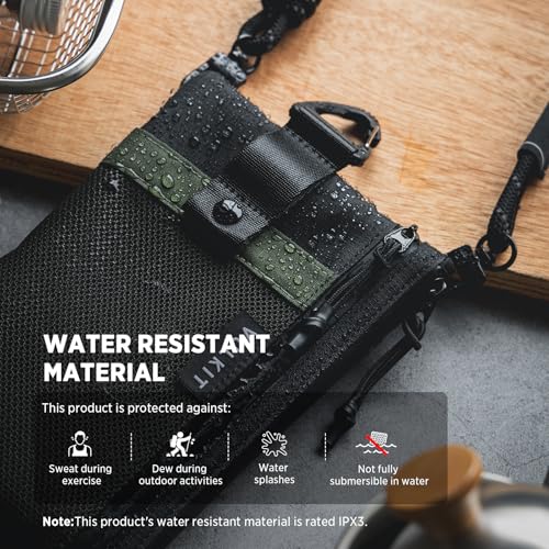 VULKIT RFID Blocking Travel Wallet for Men, Water Resistant Passport & Phone Holder with Detachable Lanyard and Key Ring, Lightweight Zipper Travel Wallet - color: Army Green Black
