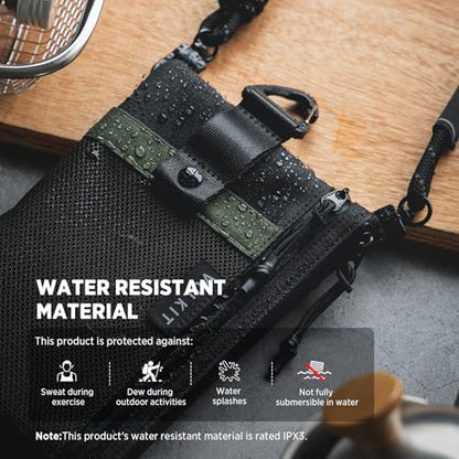 VULKIT RFID Blocking Travel Wallet for Men, Water Resistant Passport & Phone Holder with Detachable Lanyard and Key Ring, Lightweight Zipper Travel Wallet - color: Army Green Black