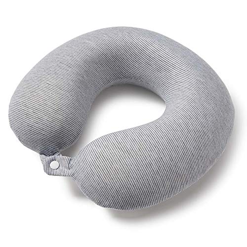 Bucky Jersey Stripe Travel Comfort, Travel Accessories, Memory Foam Neck Pillow, Gray Stripe, One Size - color: Gray Stripe, style: Memory Foam Neck Pillow