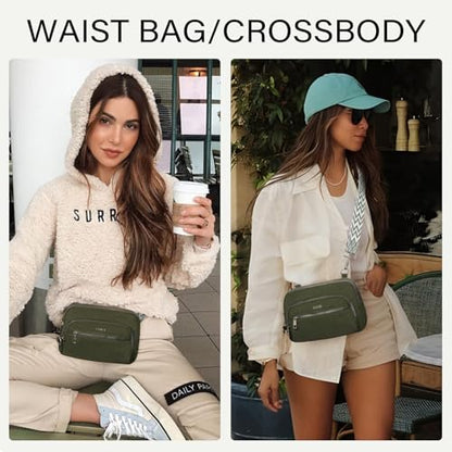 CLUCI Anti Theft Crossbody Bags for Women Travel Small Crossbody Bag Purses for Women RFID Nylon Belt Bag - color: Army Green