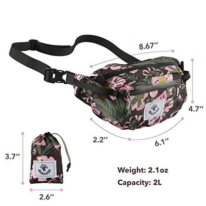 4Monster Hiking Waist Packs Portable,Water Resistant Fanny Bag with Adjustable Strap,Lightweight Crossbody Chest Bag Slim Bag - color: Flower Pink