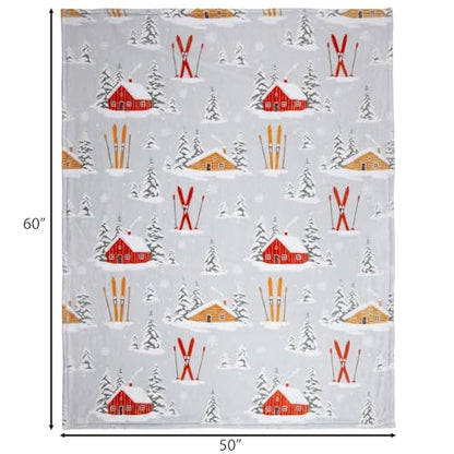 Carstens, Inc. Travel Blanket, Premium Compact 2-in-1 Airplane Blanket/Pillow, Snowy Cabin - color: Snowy Cabin