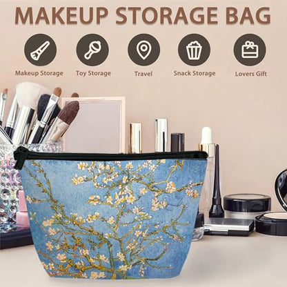 Blossoming Almond Tree Cosmetic Bag Flower Makeup Bags,Travel Make up Bags for Women Girls Cute Zipper Pouch Toiletry Organizer Bag Travel Essentials - color: Blossoming Almond Tree