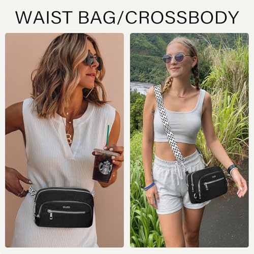 CLUCI Anti Theft Crossbody Bags for Women Travel Small Crossbody Bag Purses for Women RFID Nylon Belt Bag - color: Black