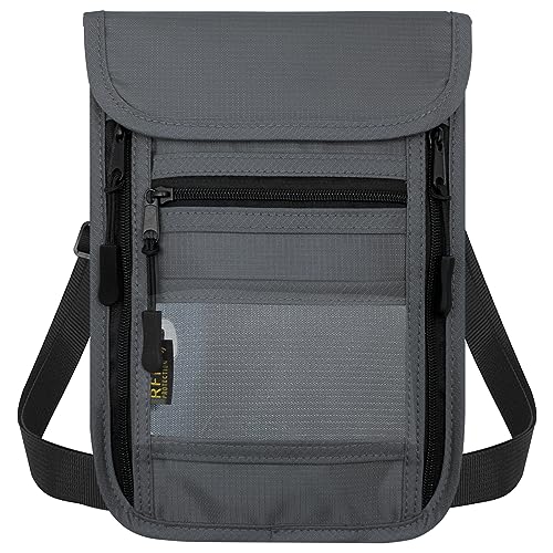 sundee Travel Neck Wallet with Double Zippers, RFID Blocking Passport Holder with Adjustable Neck Strap for Men and Women to Keep Cash, Credit Cards and Travel Documents Safe - Light Gray - color: Light Gray
