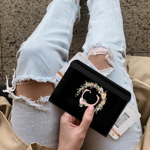 Cute Passport Holder and Holder Combo Passport Cover with RFID Blocking Women Men Compatible Wallet Credit Card Protector (Initial Monogram-C) - color: Black-C