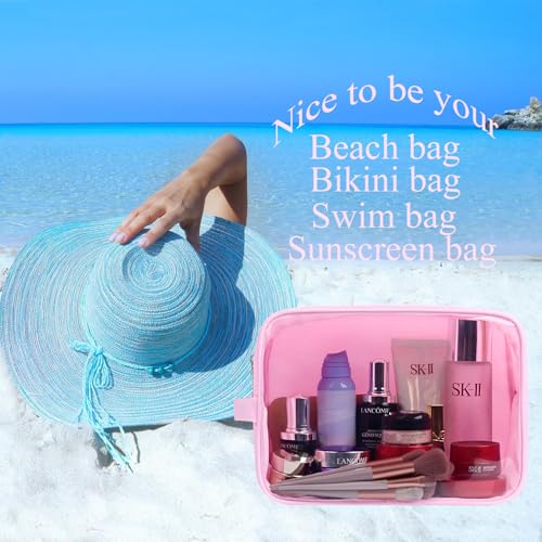 Clear Large Makeup Bag Travel Essentials Toiletry Bag Cosmetic Pouch Gifts for Women Nylon Bathroom Bag XL, Light Pink - color: Clear Light Pink, size: XL