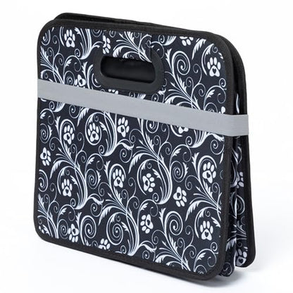 GreaterGood Paws Car Trunk Organizer Foldable Storage Bin with Handles Non Slip Base Pet Gear Travel Tote for SUV Truck (Flourish Paws) - color: Flourish Paws