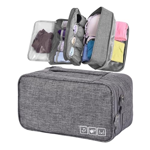 Dirty Clean Lingerie Travel Bag, Packing Organizer Bra Underwear Storage Bag Travel Lingerie Pouch (Grey,One Size) - color: Grey