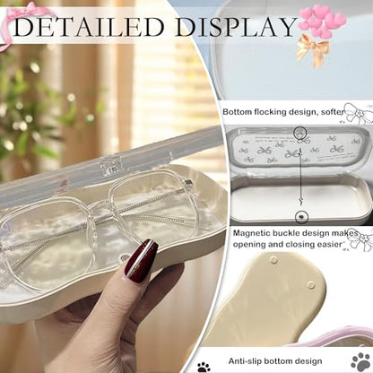 Cute hard shell bow glasses case cat transparent glasses case sunglasses glasses Size is 6.9 x 3.2 x 1.2inches - color: Case - Pink Bow