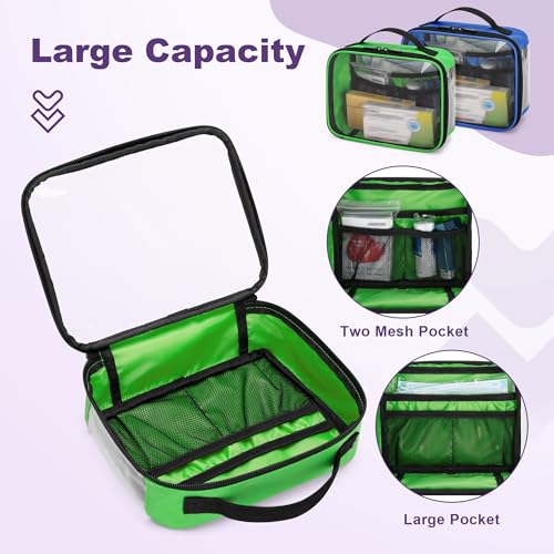 Trunab 4 Pcs First Aid Bag Empty Medical Pouch Color Coded Clear Zippered Pouches for Organizing Emergency Kits, Medicine, for Home Outdoor Car Supplies (Bag Only)