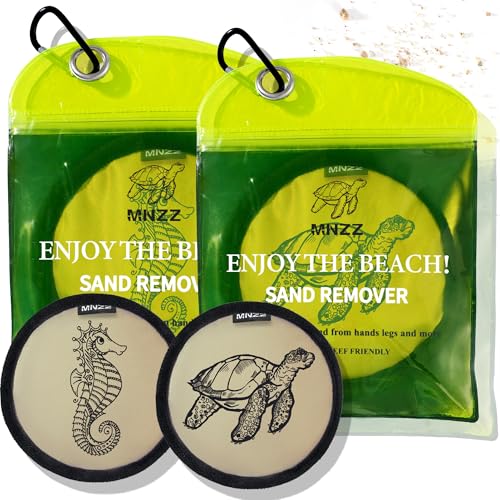 MNZZ Beach Sand Remover Quick Dry Bag Lightweight Eraser Pouch for Blanket Towel Chair Tent Shovel Hat Shell Umbrella Canopy Shade Travel Hiking Outdoor Pool Essentials Accessory - color: 2pcs Exquisite Round Turtle Seahorse