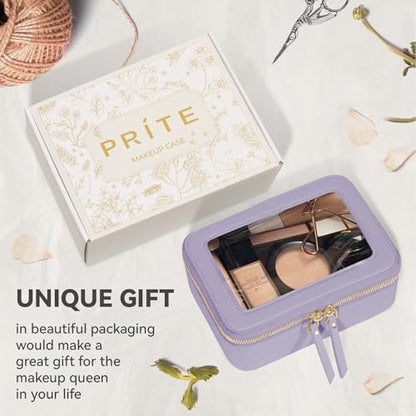Prite Clear Makeup Bag Cosmetic Organizer Case Waterproof Travel Toiletry Bag Skincare Pouch with Golden Zipper(Violet) - color: Violet, size: Standard - Single Layer