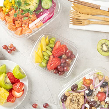Restaurantware-Thermo Tek 8 Ounce Clamshell Containers, 100 Anti-Fog To Go Food Containers - Freezable, Rectangle, Clear Plastic Food Packaging Containers, Disposable - size: 8 oz