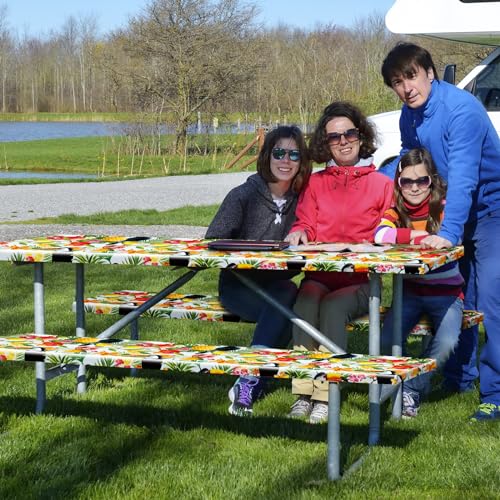 Boao 3 Pcs Vinyl Picnic Table Cover with Bench Cover 6 ft 30 x 72 Inch Waterproof Fitted Tablecloth Flannel Backing Rectangular Elastic Edged for Camping Outdoor Patio Travel(Toucan) - color: Toucan