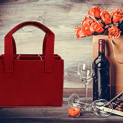 6 Bottle Wine Carrier with Divider Felt Wine Storage Tote Bag, Portable Reusable Wine Travel Bag with Handle for Christmas Travel Camping Picnic Party (Dark Gray) - color: Dark Gray