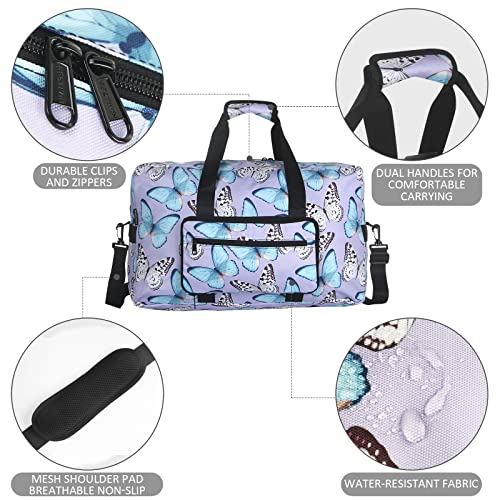 F.FETIVIN Weekender Bag Carry On Travel Duffle Medium Overnight Bag for Women(Butterfly) - color: A-Butterfly