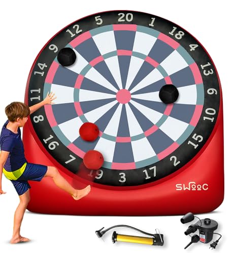 Swooc Games - Premium Inflatable Giant Kick Darts (15+ Ways to Play) - Jumbo Soccer Dartboard with Air Pump - Big Carnival Games - Giant Outdoor Games - Oversized Dart Board Yard & Lawn Game - size: Giant - 6ft