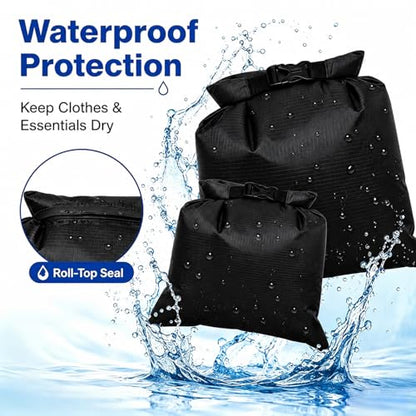TRENDBOX Roll Top Waterproof Dry bag Kit Storage Compression Bag Sack Poch Packing Organizers Water Resistant Camping Travel - color: Set of 5 - Black