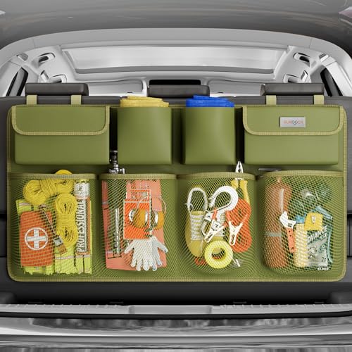 SURDOCA Car Trunk Organizer, LARGE CAPACITY Car Storage Bag with 8 Pockets, 7X Upgraded Trunk Storage Organizer for Car, SUV, Truck, MPV | for SUV - color: ArmyGreen, size: L-35.5x18.2in