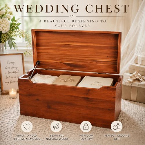 Hope Chest, Wooden Keepsake Box, Memory Storage Trunk, Solid Wood Heirloom Chest, Fully Assembled, Walnut - 30” - color: Keepsake Chest - Walnut