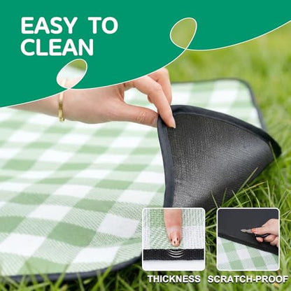 Waterproof Beach Blanket Picnic Outdoor Camping Mat Rug Oversized Extra Large Foldable Sandproof Sand Free Resistant Big XL Giant Towel Hawaii Honeymoon Essentials Women Summer Must Have Vacation Gift - color: Plaid Aqua