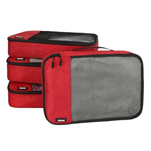 Packing Cubes for Travel Essentials,4 Set Packing Cubes for Suitcases,Lightweight Mesh Luggage Organizer Bag,Red - color: Red