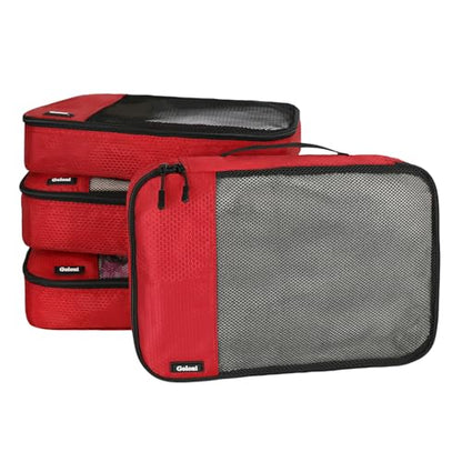 Packing Cubes for Travel Essentials,4 Set Packing Cubes for Suitcases,Lightweight Mesh Luggage Organizer Bag,Red - color: Red