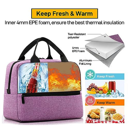 HOMESPON Insulated Lunch Bag for Women Men Lunch Box Cooler Lunch Tote for Work Picnic (Purple) - color: Purple