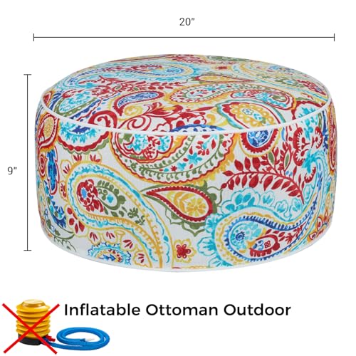 Inflatable Outdoor Ottoman,20"x9" Portable Patio Pouf,Water Resistant,Fade-Resistant,Round Blow Up Footrest Stools for Home Garden Camping Travel(Phoenix) - color: Phoenix