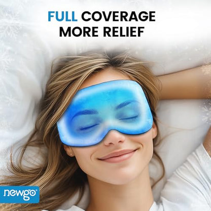 NEWGO 3D Cooling Sleep Mask, Weighted Cooling Gel Eye Mask for Sleeping, Cold Eye Mask, Hot Cold Therapy Blackout Sleep Mask for Puffiness, Dark Circles, Dry Eyes, Headaches and Stress Relief - color: Black