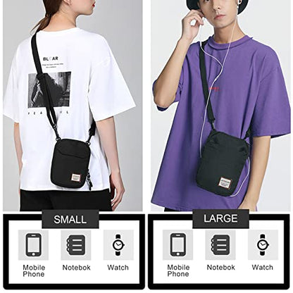 SEAFEW Mini Crossbody Bag Shoulder Bag for Men, Small Messenger Satchel Bag for Women - color: Black - Large