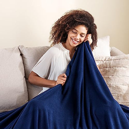 Berkshire Blanket Microfleece Throw Size Bed Throw Blanket Navy, Lightweight Soft Breathable Plush Micro Fleece Throw Blanket for Travel, Bed and Couch, 50x60 Inches - color: Navy, size: Throw/Throw XL