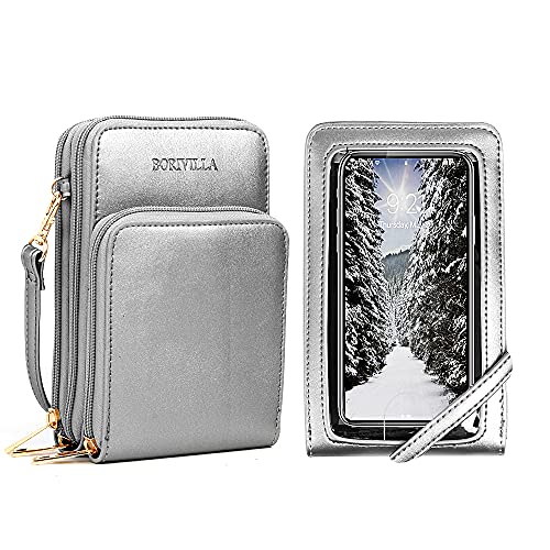Crossbody Cellphone Purse Women Touch Screen Bag RFID Blocking Wallet Handbag Shoulder Strap - color: Silver-small, size: Small
