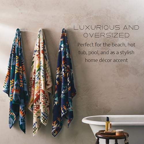 Pendleton Oversized Jacquard Spa Towels, 40 x 70 inches Bath Towels, 100% Cotton, Soft and Quick Dry for the Beach, Hot Tub, Pool - Los Ojos Black