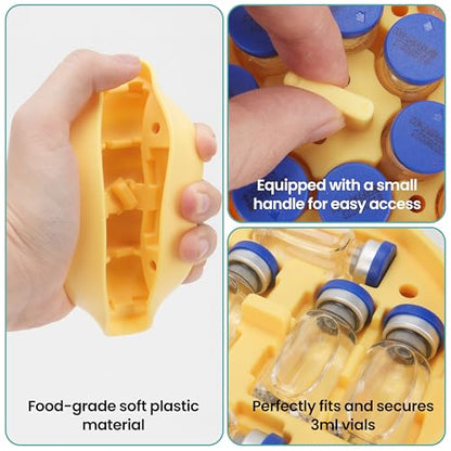 3ml Vial Insert (1 Short +1 Tall) Compatible with Hydrapeak Food Jars,Vial Insert Peptide Storage Set for 32/25/18oz Hydrapeak Food Thermos, Maximum Hold 27 Vials,Yellow.(No vials/Jar Included) - size: 1 short+1 tall (Fit 25 Ounce Hydrapeak Food Jar)