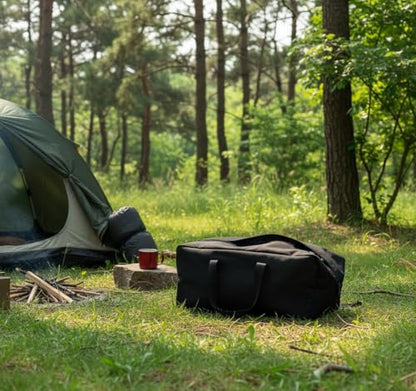DoYiKe Extra Large Canvas Duffle Bag, Camping Tent, Travel Storage - color: Black Side-opening, size: X-Large