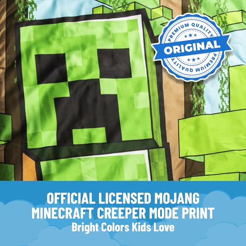 Jay Franco Kids Slumber Bag and Pillow - 54 x 27 Inch Comfy Indoor Sleeping Bag for School and Sleepovers, 2 Piece Set, Green - Minecraft - color: Green - Minecraft