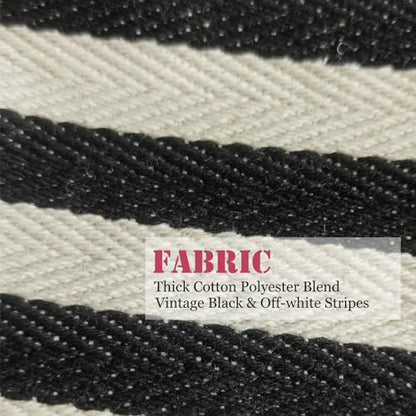 HAPPYHEIDI Large Stripe Makeup Bag Cosmetic Toiletry Travel Pouch, Purse Organizer, Canvas Lined, Black White, Large - color: Classic Black White Stripes Large