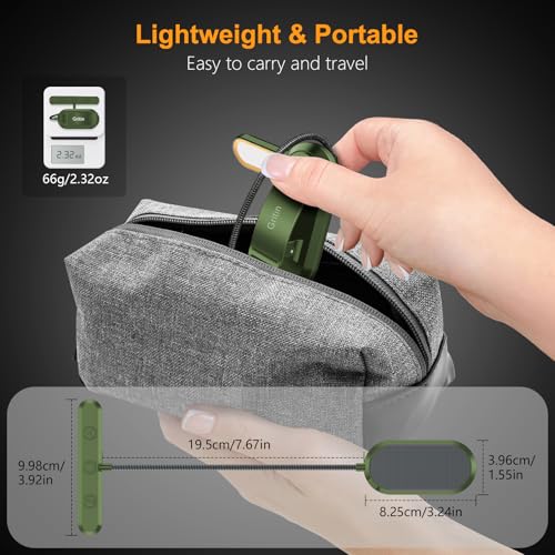 Gritin Rechargeable Book Light for Reading in Bed with 19 LED &Memory Function-Eye Caring 3 Color Temperatures,5 Brightness Levels,90 Hrs Runtime Flexible Goose Neck Clip on Light-Deep Green - color: Deep Green