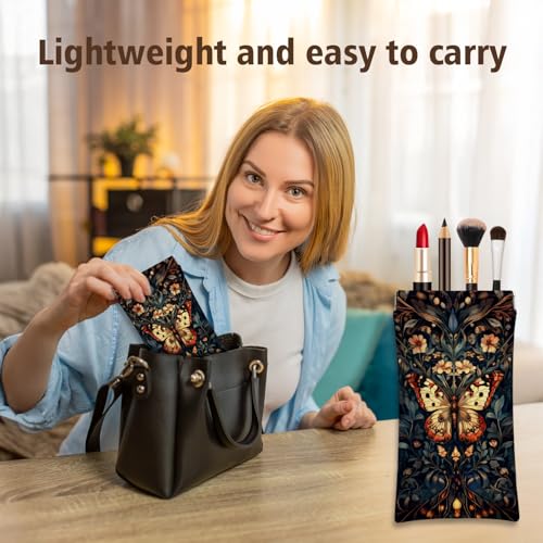 Eyeglasses Sunglasses Case PU Soft Squeeze Top Glasses Pouch for Women Men,Animal Pattern Portable Anti Scratch - color: Brown-dragonflie02