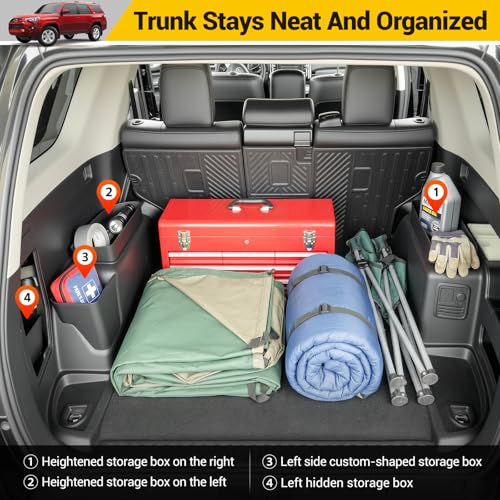 Rear Trunk Organizer for 2010-2024 Toyota 4Runner 5-Seat 2nd Row Accessories, Storage Bin Trunk Side Storage Box Cargo Tray for 10-24 4 Runner(4Pcs Trunk Organizer,Not for 7-Seat) - color: 10-24 4Runner 5-Seat(4pcs)