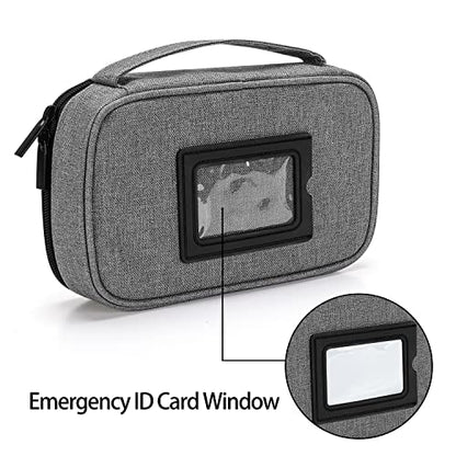 CURMIO Diabetic Supplies Bag for Glucose Meter, Medication and Other Diabetes Care Supplies, Diabetes Travel Organizer Case with Detachable Pouches, Gray (Bag Only) - color: Gray