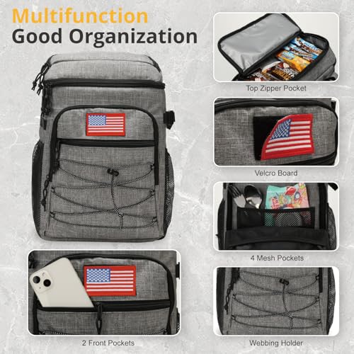 25L Backpack Cooler Keep All Drink Cold for Long Periods of Time Cooler Backpack Insulated Waterproof Portable High Durability Small Cooler Backpack with Compartment for Hiking Camping Beach - color: Gray