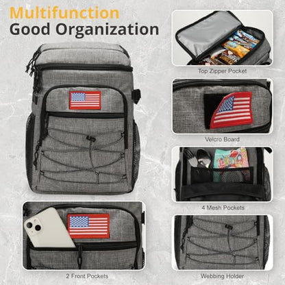 25L Backpack Cooler Keep All Drink Cold for Long Periods of Time Cooler Backpack Insulated Waterproof Portable High Durability Small Cooler Backpack with Compartment for Hiking Camping Beach - color: Gray