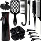 12 Pcs Hair Styling Brush Set with Detangler, Teasing, Rat Tail, Edge Brushes and Baby Hair Brushes - Soft Bristles for Baby Girls and Women (Black) - color: Black