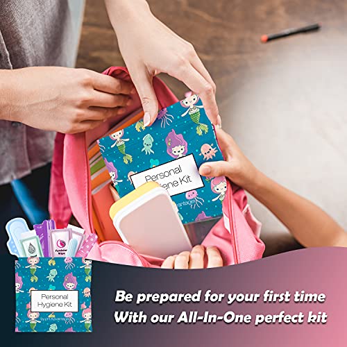 Menstrual Kit All-in-One 10 Pack | Convenience on The Go | Period Kit Pack for Travelling, Tweens & Teenager | Individually Wrapped Feminine Hygiene Product (Under the Sea) - color: Under the Sea